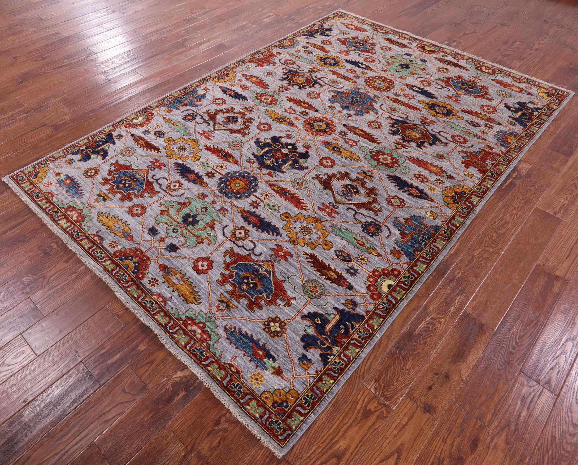 Grey Persian Fine Serapi Handmade Wool Rug - 6' 0" X 8' 11" - Golden Nile