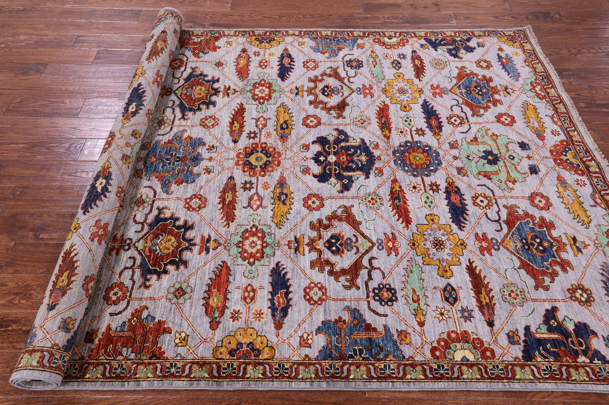 Grey Persian Fine Serapi Handmade Wool Rug - 6' 0" X 8' 11" - Golden Nile