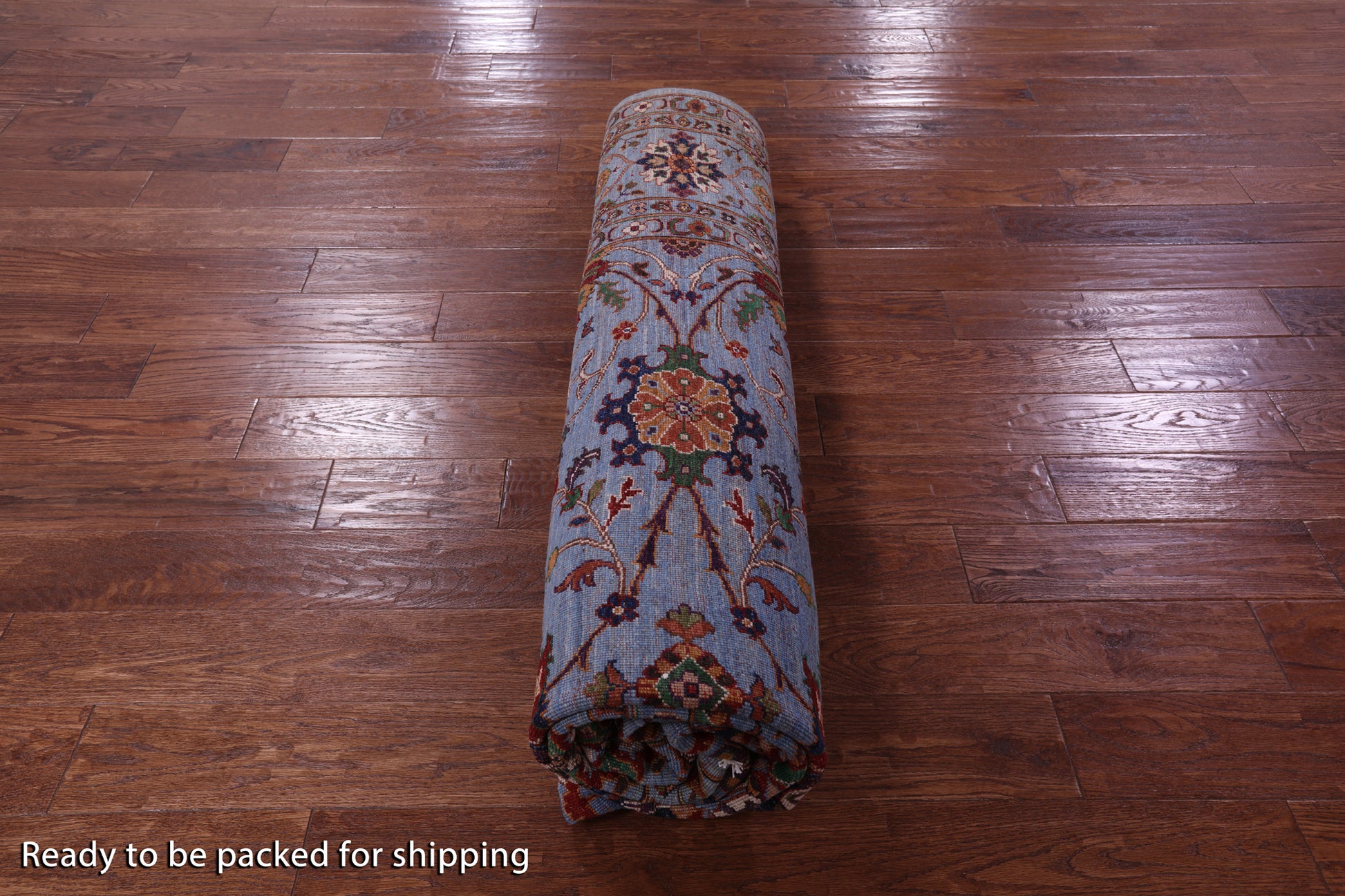 Blue Peshawar Hand Knotted Wool Rug - 8' 3" X 9' 9" - Golden Nile