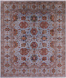 Blue Peshawar Hand Knotted Wool Rug - 8' 3" X 9' 9" - Golden Nile
