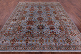 Blue Peshawar Hand Knotted Wool Rug - 8' 3" X 9' 9" - Golden Nile