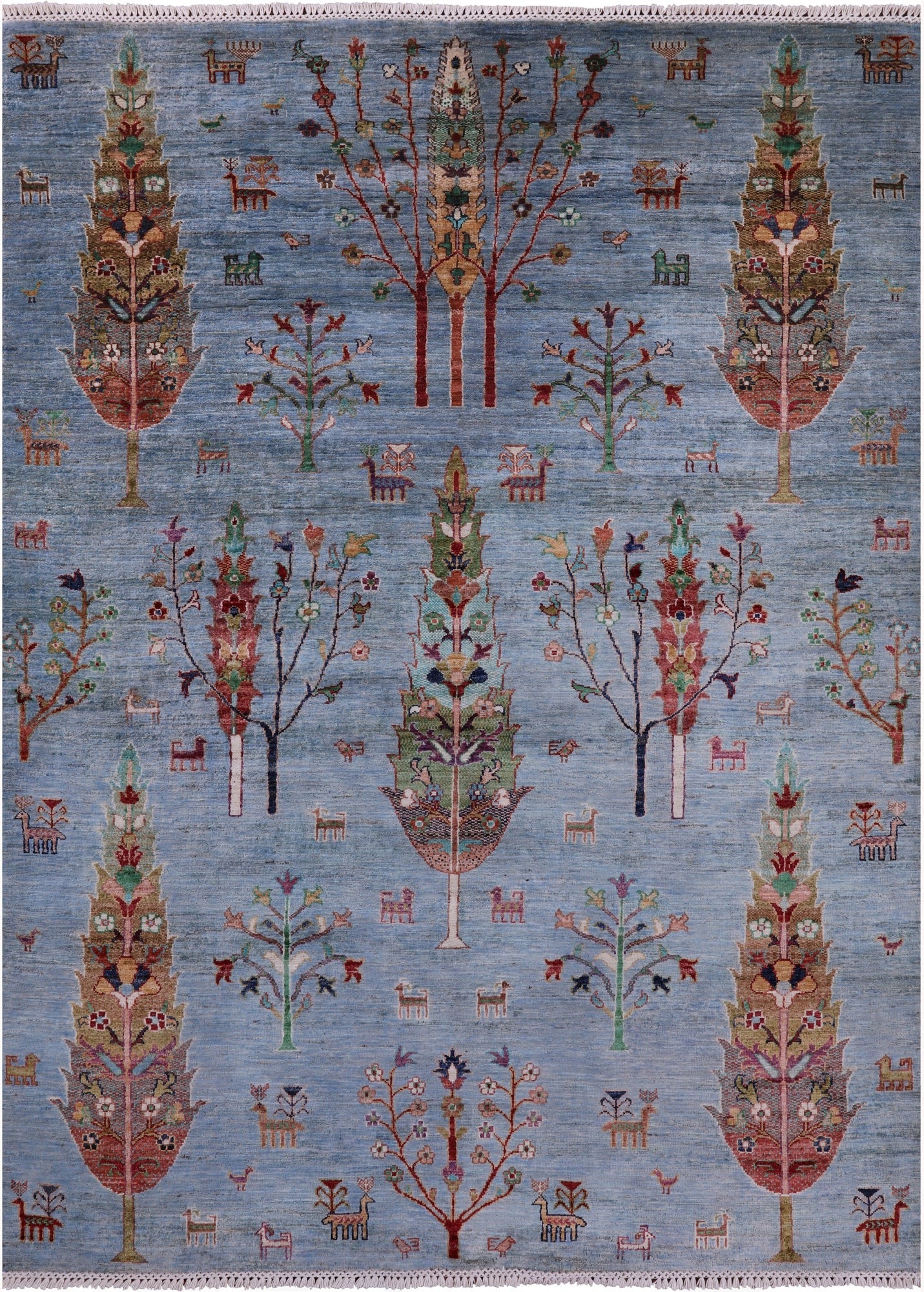 Blue Tribal Persian Gabbeh Hand Knotted Wool Rug - 5' 9" X 7' 9" - Golden Nile