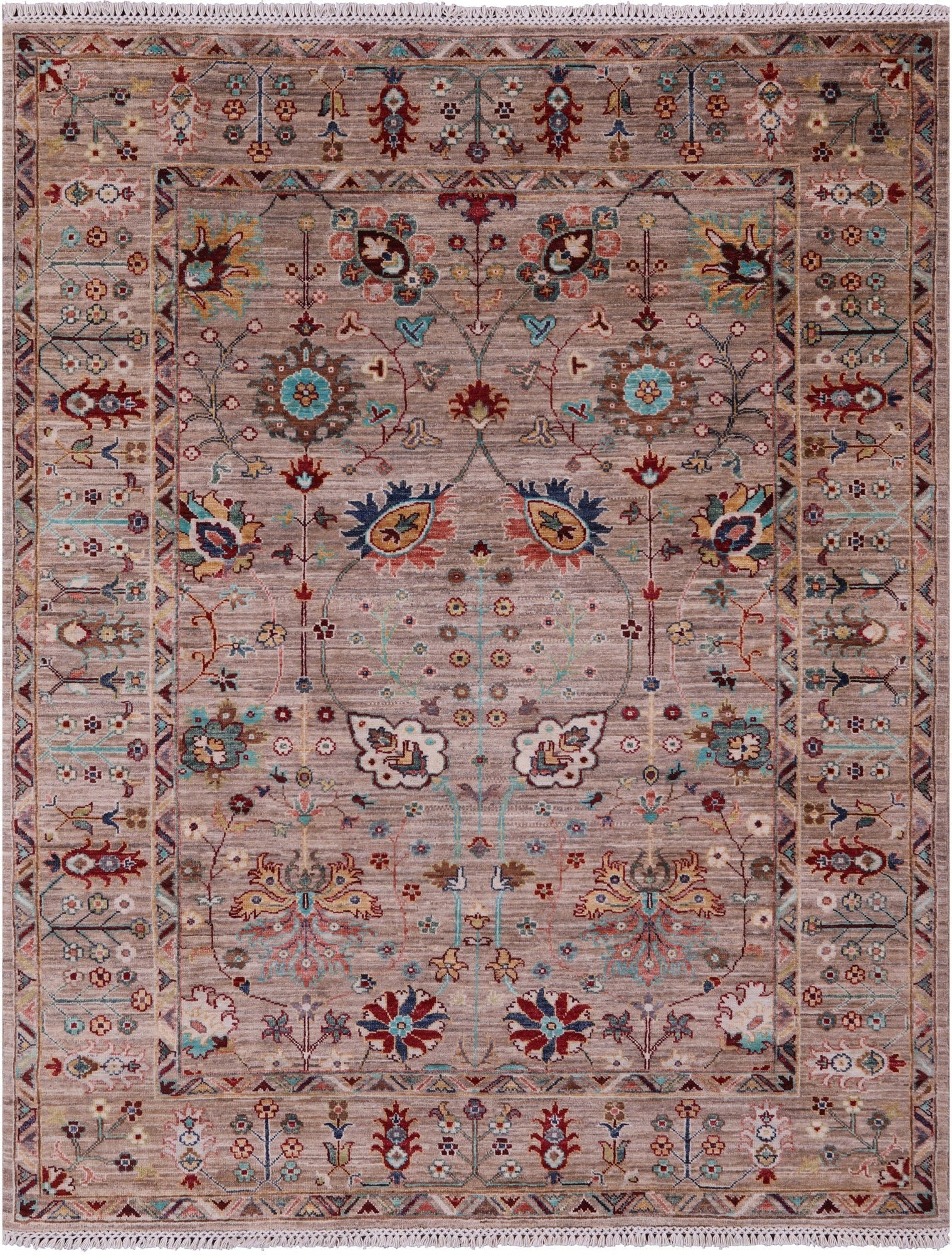 Peshawar Handmade Wool Rug - 5' 0" X 6' 5" - Golden Nile