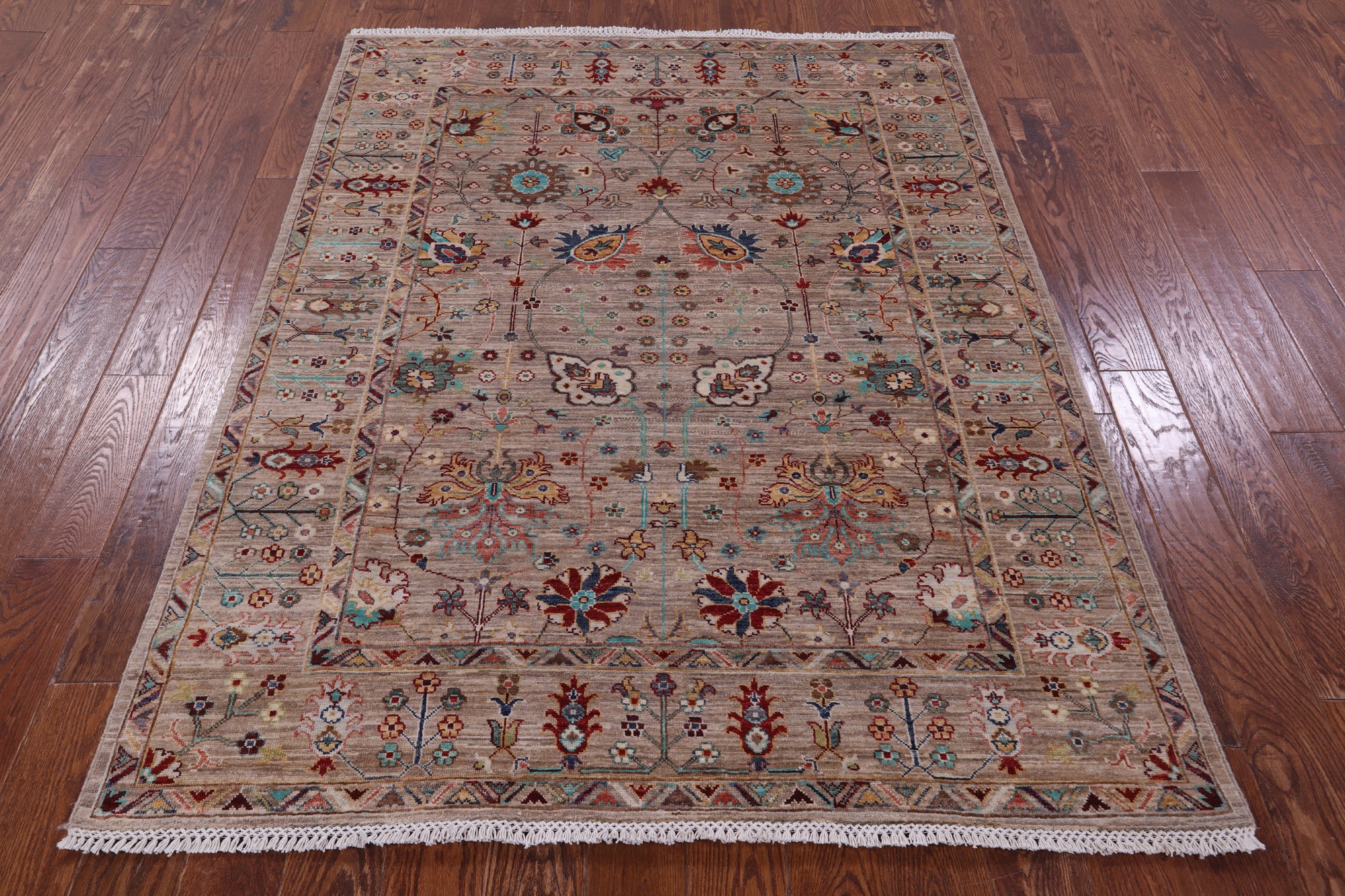 Peshawar Handmade Wool Rug - 5' 0" X 6' 5" - Golden Nile
