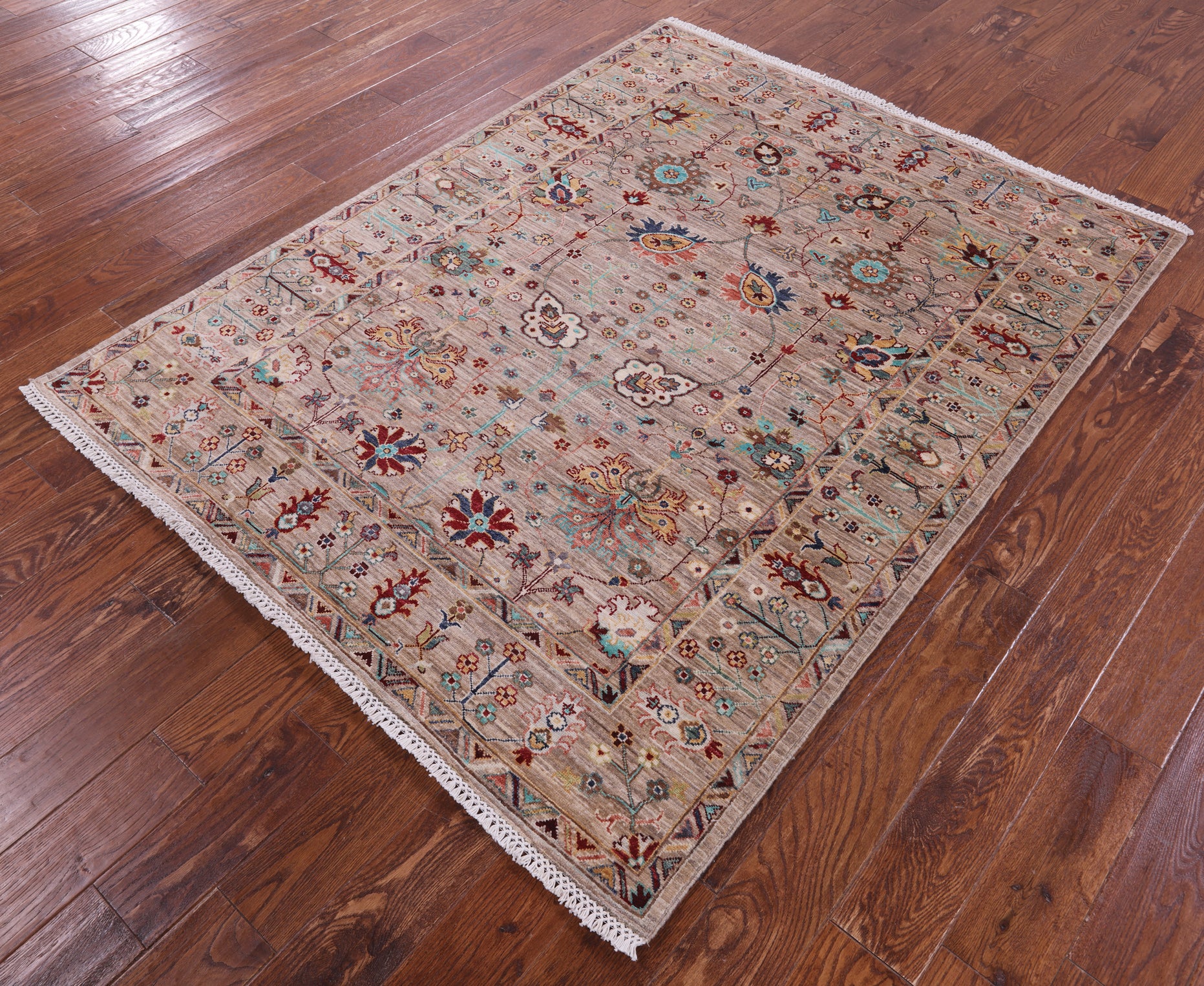 Peshawar Handmade Wool Rug - 5' 0" X 6' 5" - Golden Nile