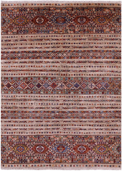 Khorjin Persian Gabbeh Hand Knotted Wool Rug - 5' 1" X 7' 0" - Golden Nile