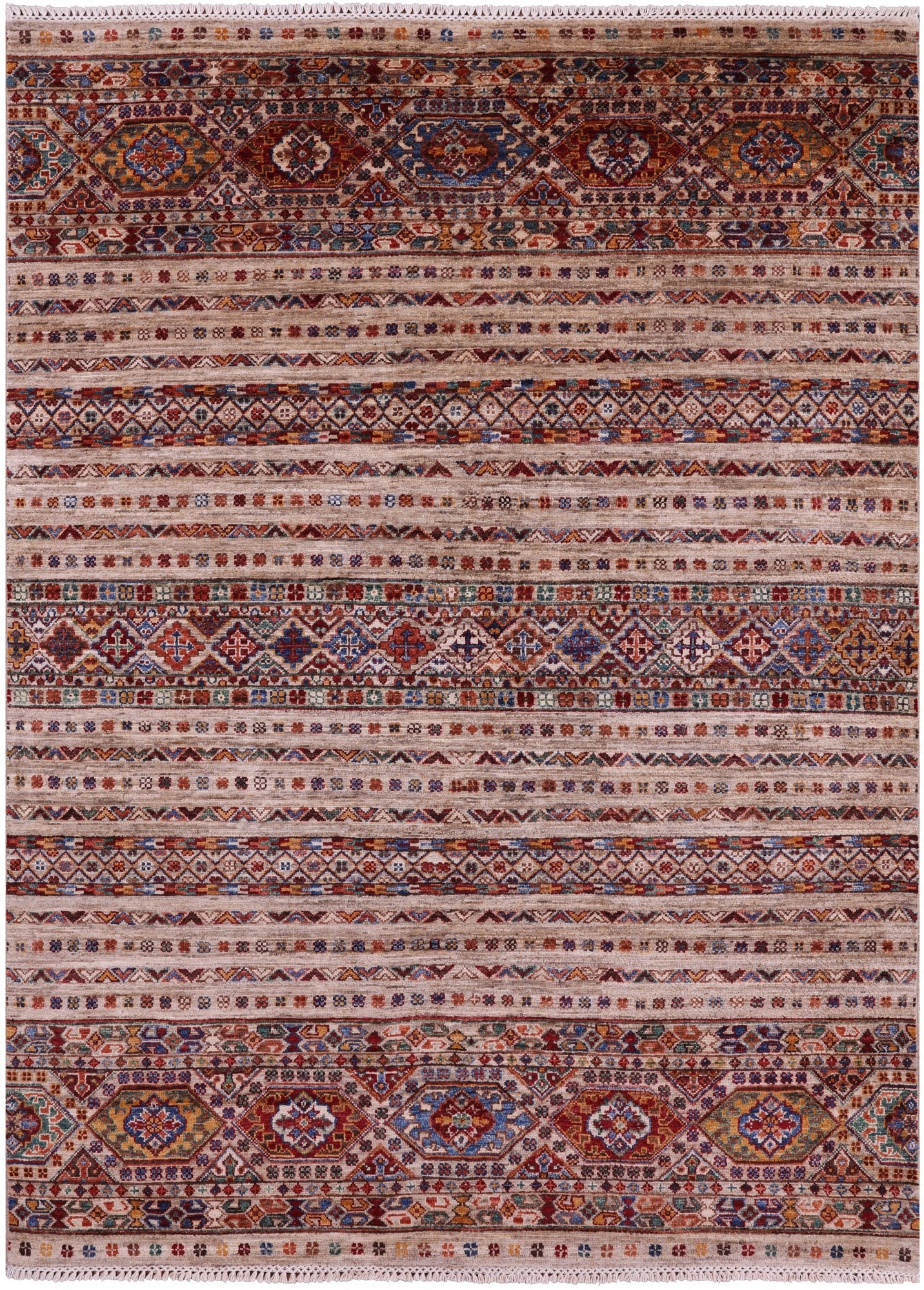 Khorjin Persian Gabbeh Hand Knotted Wool Rug - 5' 1" X 7' 0" - Golden Nile