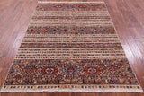 Khorjin Persian Gabbeh Hand Knotted Wool Rug - 5' 1" X 7' 0" - Golden Nile