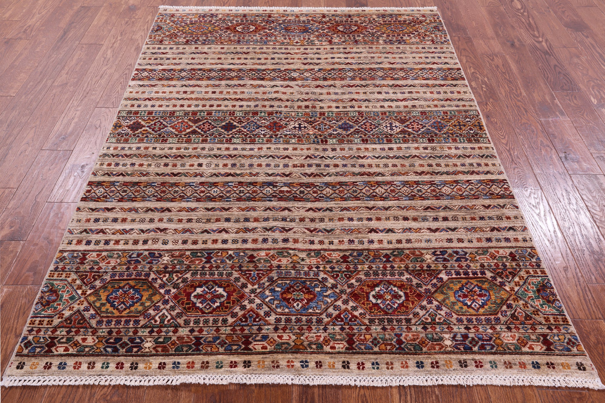 Khorjin Persian Gabbeh Hand Knotted Wool Rug - 5' 1" X 7' 0" - Golden Nile