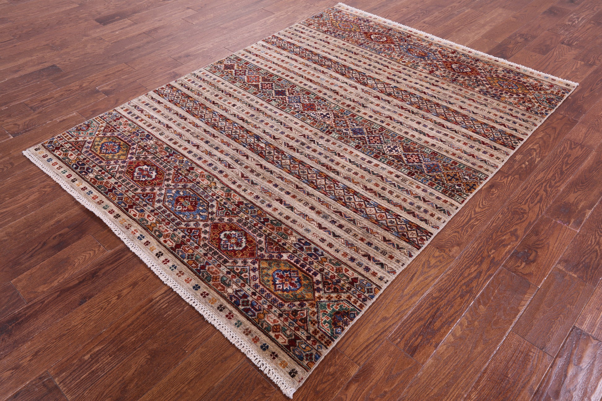 Khorjin Persian Gabbeh Hand Knotted Wool Rug - 5' 1" X 7' 0" - Golden Nile