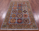 Blue Turkmen Ersari Hand Knotted Wool Rug - 4' 0" X 6' 4" - Golden Nile