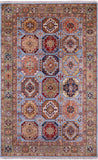 Blue Turkmen Ersari Hand Knotted Wool Rug - 4' 0" X 6' 4" - Golden Nile