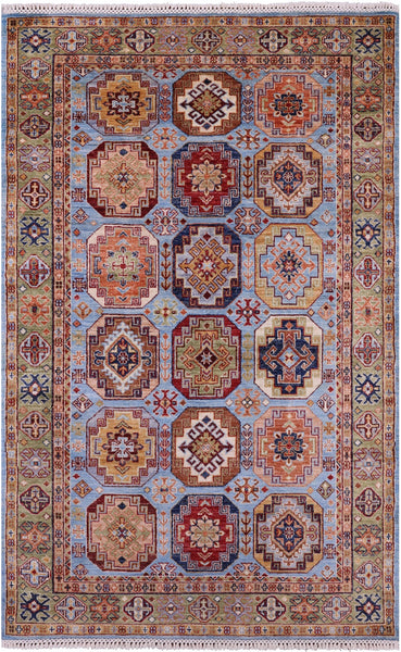 Blue Turkmen Ersari Hand Knotted Wool Rug - 4' 0" X 6' 4" - Golden Nile
