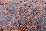 Grey Tribal Persian Gabbeh Hand Knotted Wool Rug - 4' 1" X 5' 11" - Golden Nile