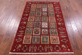 Red Garden Design Persian Handmade Wool Rug - 4' 1" X 6' 5" - Golden Nile