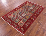 Red Garden Design Persian Handmade Wool Rug - 4' 1" X 6' 5" - Golden Nile