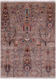 Tribal Persian Gabbeh Hand Knotted Wool Rug - 3' 5" X 4' 8" - Golden Nile