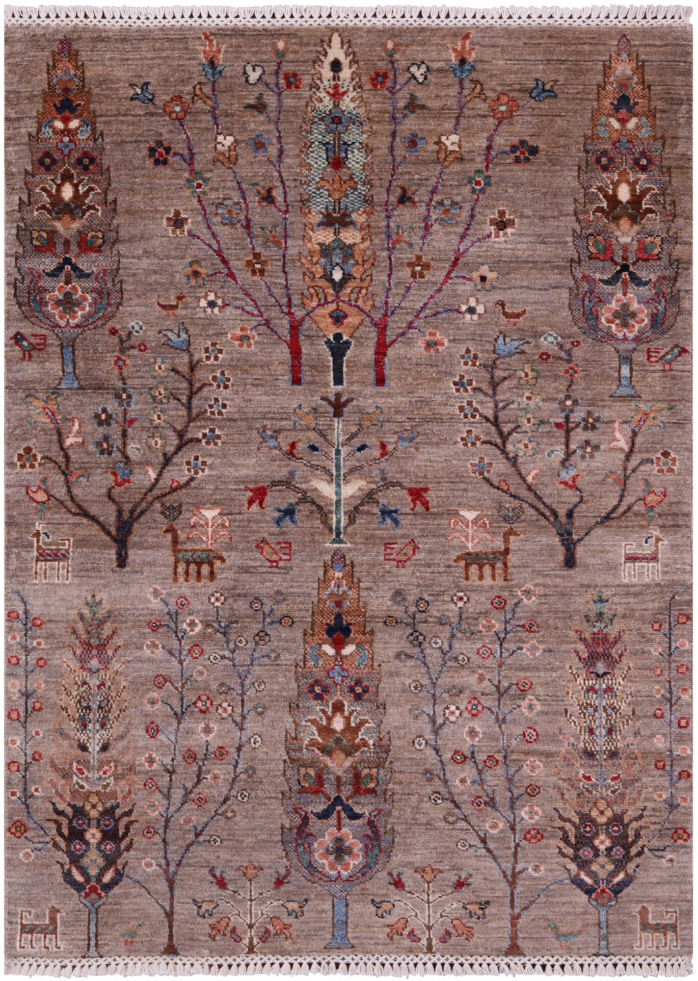 Tribal Persian Gabbeh Hand Knotted Wool Rug - 3' 5" X 4' 8" - Golden Nile