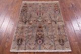 Tribal Persian Gabbeh Hand Knotted Wool Rug - 3' 5" X 4' 8" - Golden Nile