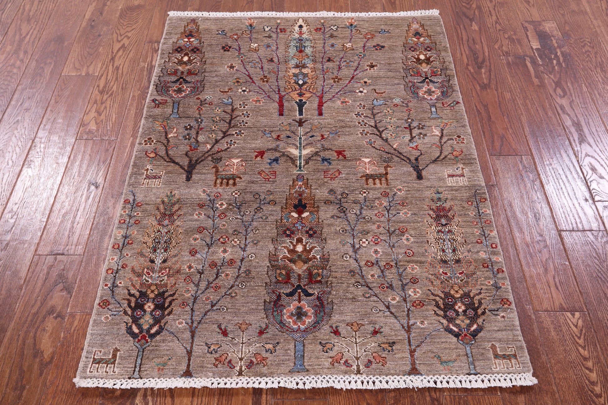 Tribal Persian Gabbeh Hand Knotted Wool Rug - 3' 5" X 4' 8" - Golden Nile