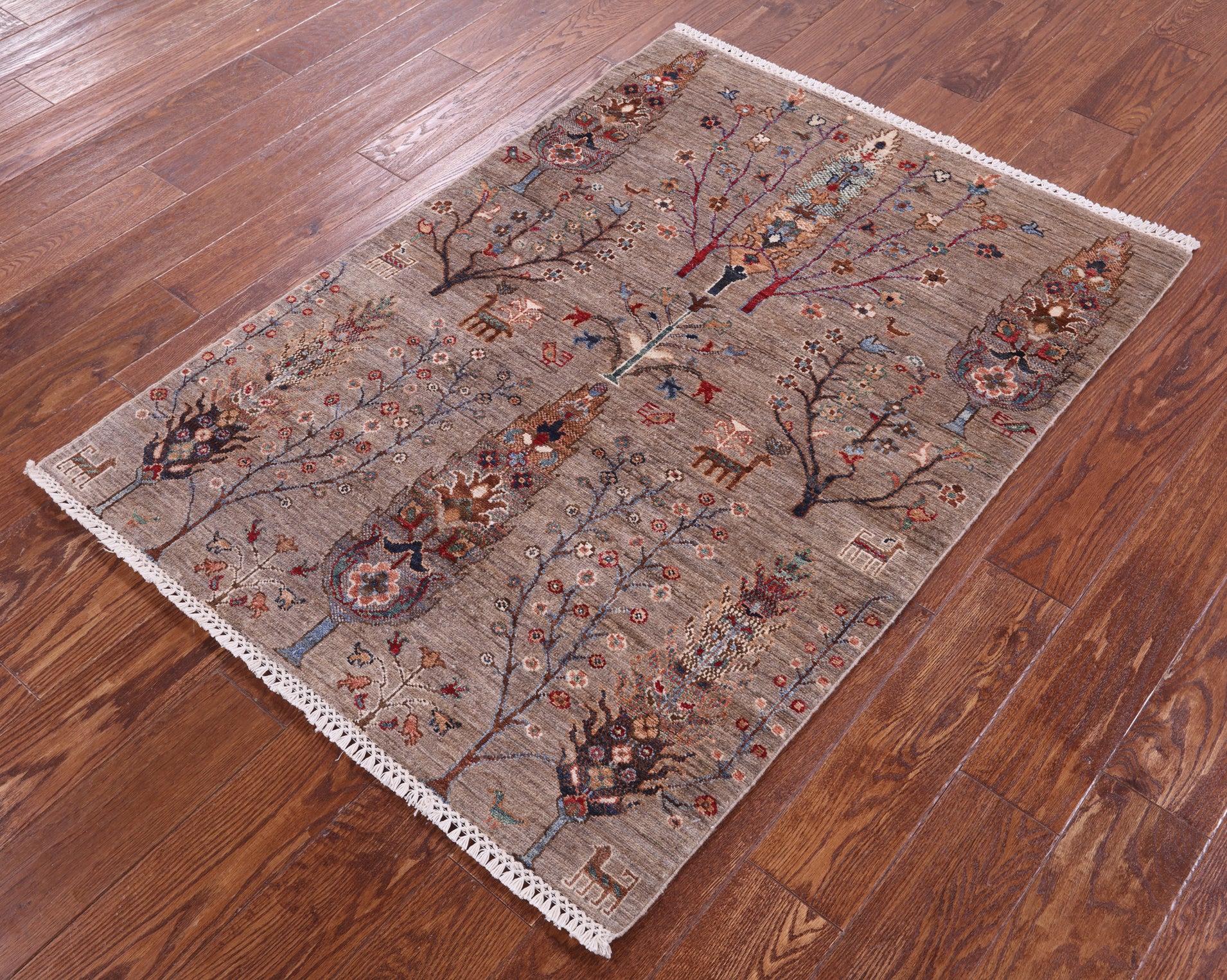 Tribal Persian Gabbeh Hand Knotted Wool Rug - 3' 5" X 4' 8" - Golden Nile