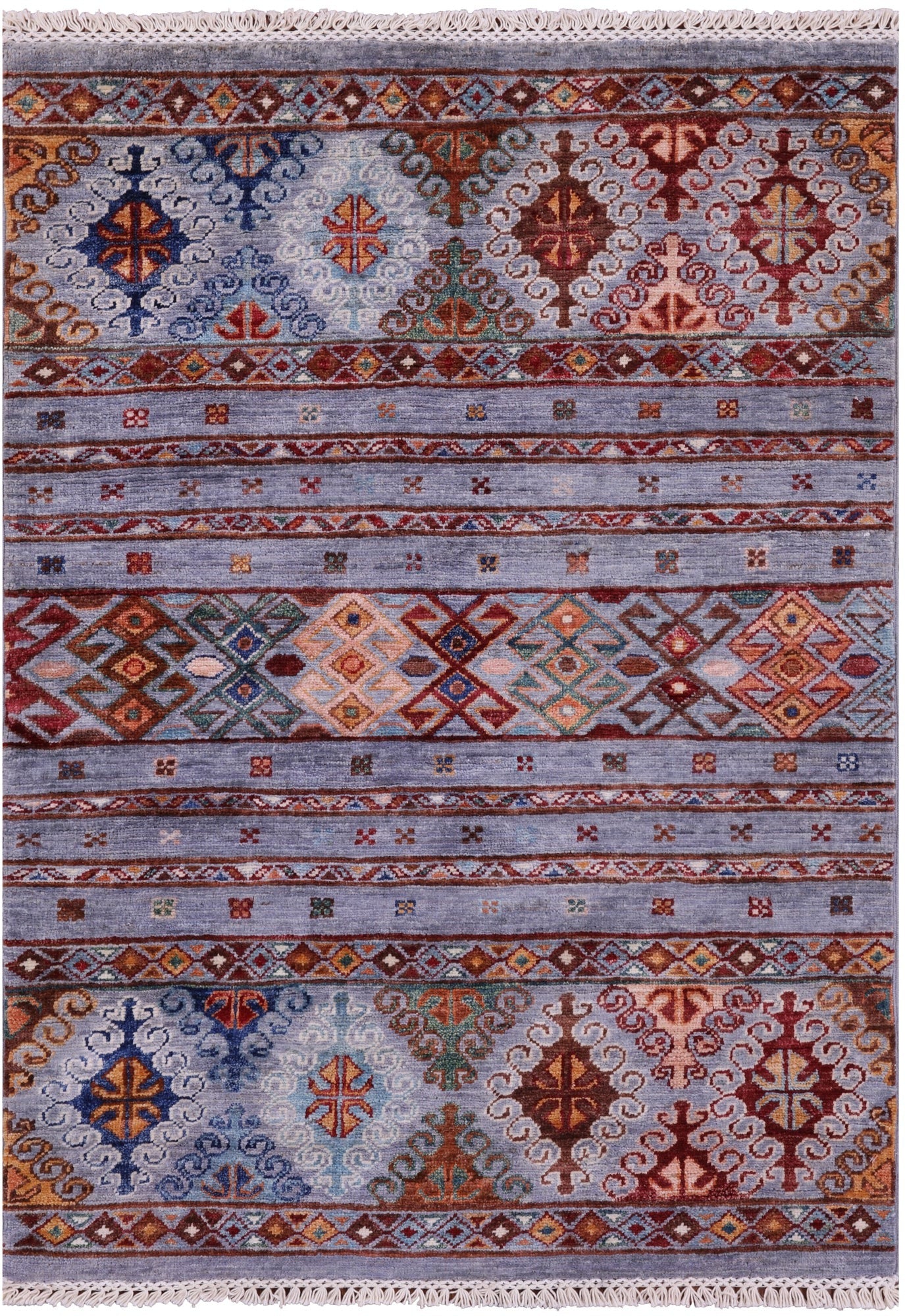 Grey Khorjin Persian Gabbeh Hand Knotted Wool Rug - 2' 11" X 4' 2" - Golden Nile