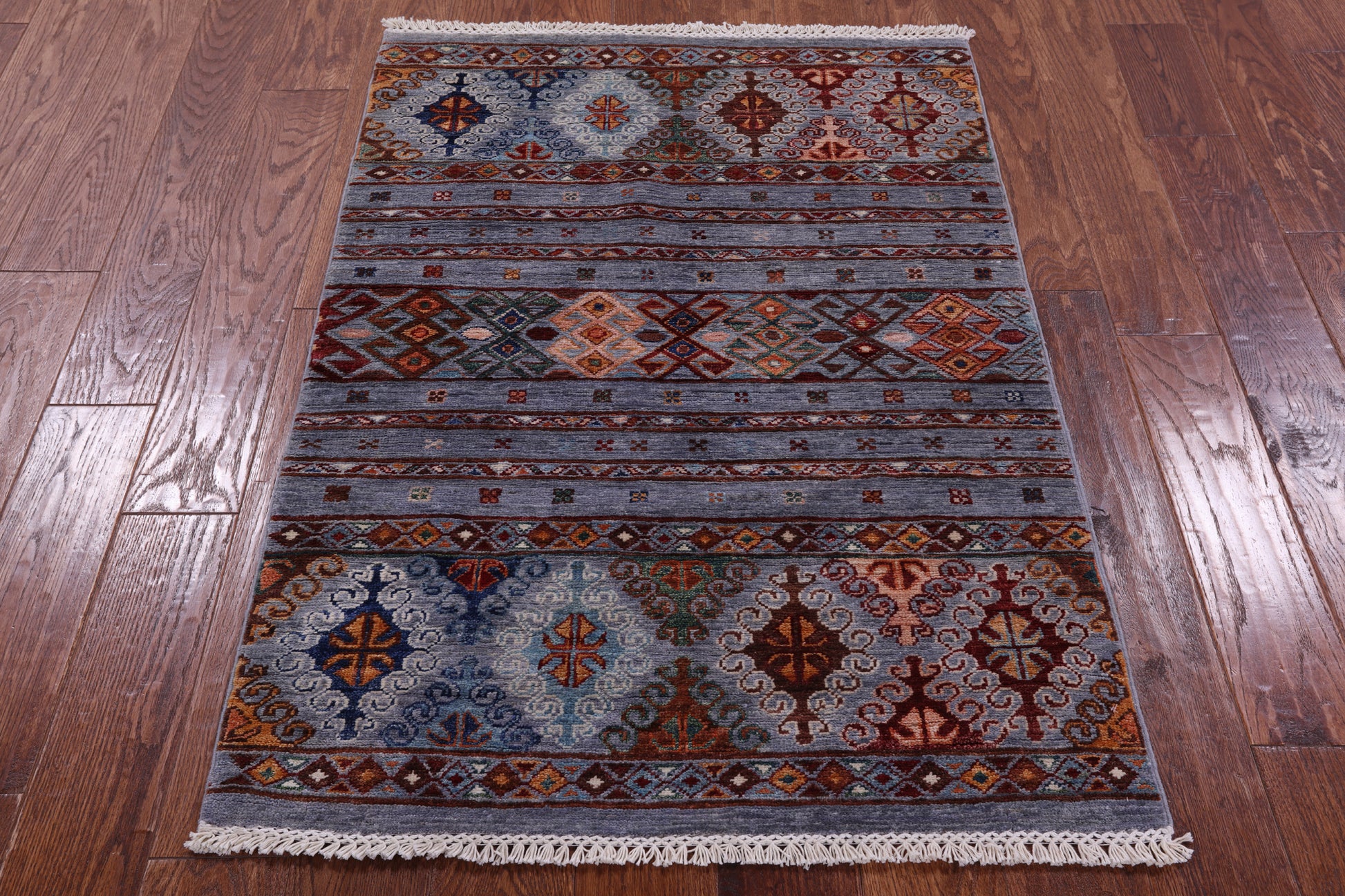 Grey Khorjin Persian Gabbeh Hand Knotted Wool Rug - 2' 11" X 4' 2" - Golden Nile