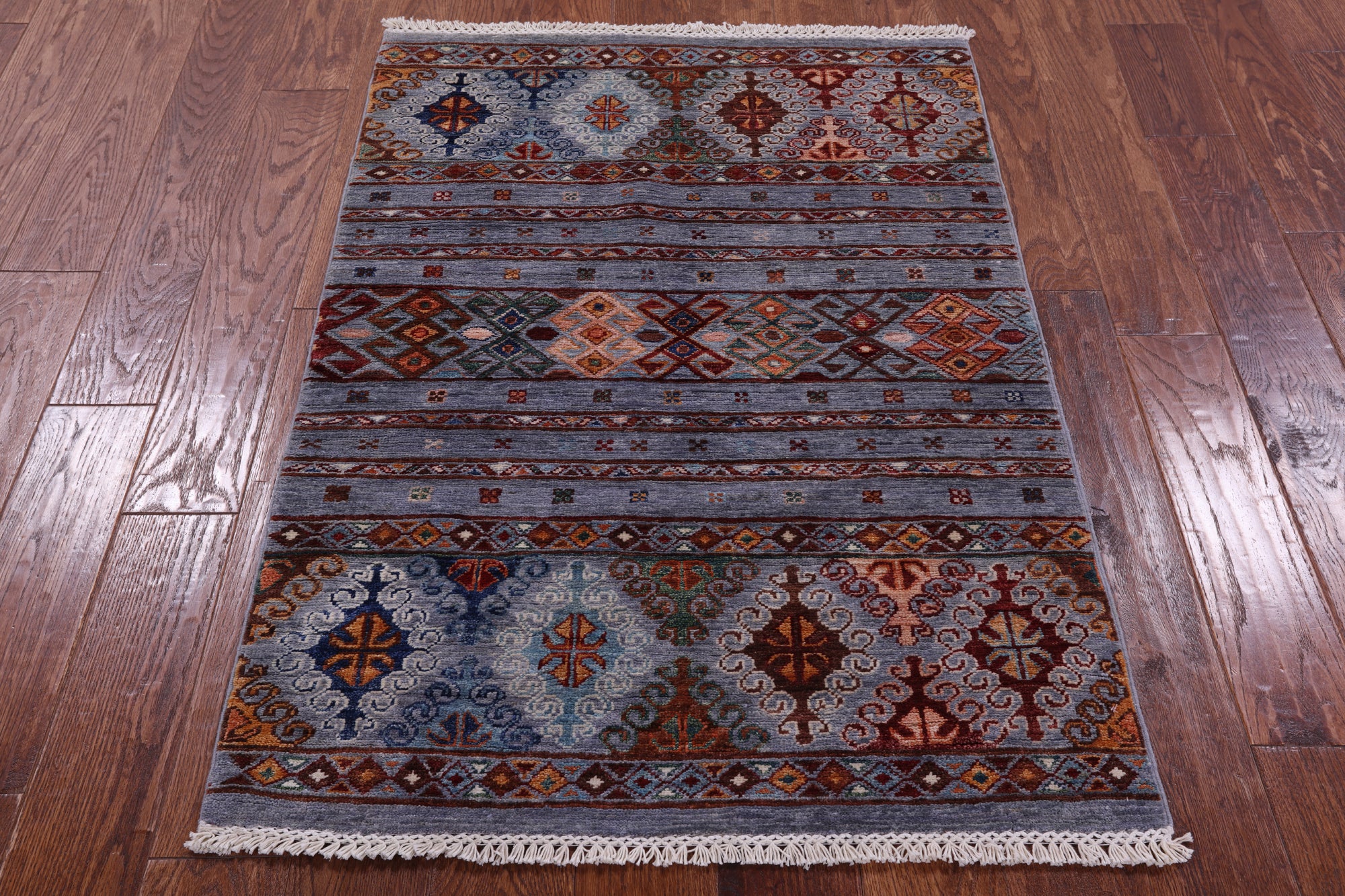 Grey Khorjin Persian Gabbeh Hand Knotted Wool Rug - 2' 11" X 4' 2" - Golden Nile