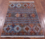 Grey Khorjin Persian Gabbeh Hand Knotted Wool Rug - 2' 11" X 4' 2" - Golden Nile