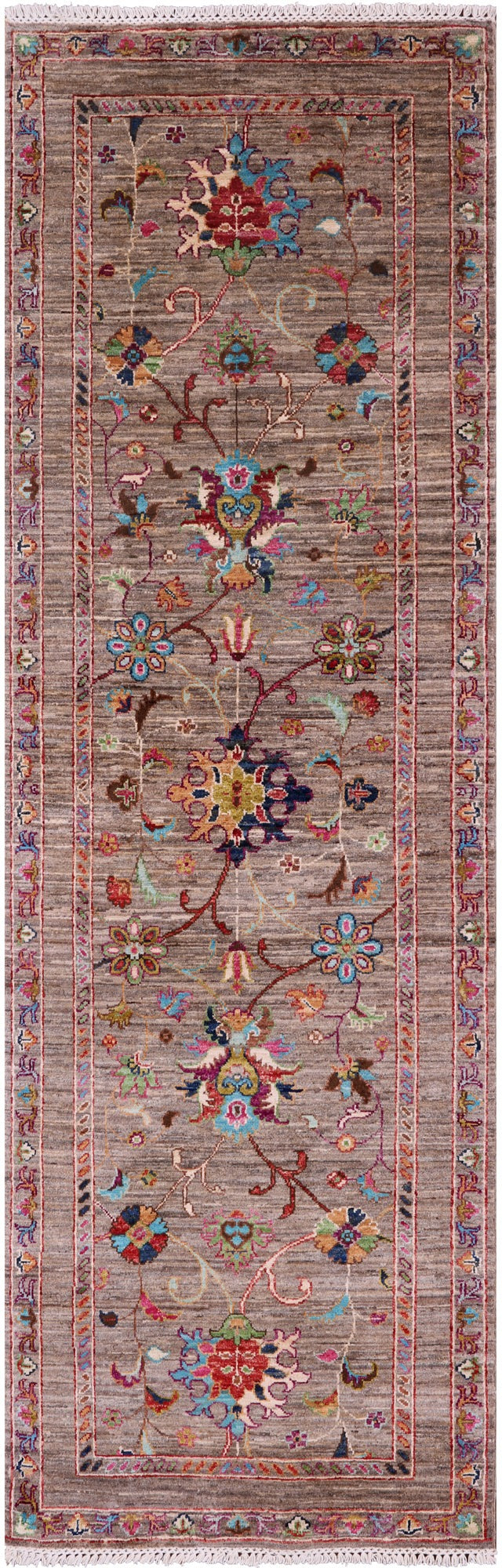 Peshawar Hand Knotted Wool Runner Rug - 2' 8" X 8' 4" - Golden Nile