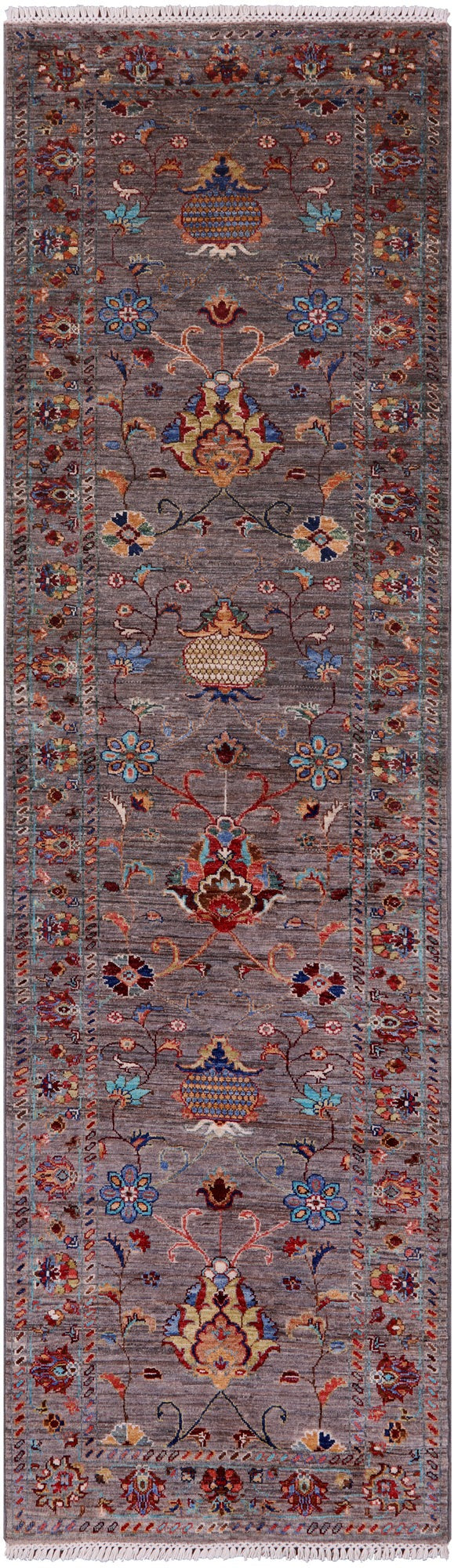 Peshawar Hand Knotted Wool Runner Rug - 2' 7" X 9' 4" - Golden Nile