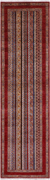 Shall Persian Gabbeh Hand Knotted Wool Runner Rug - 2' 8" X 10' 1" - Golden Nile