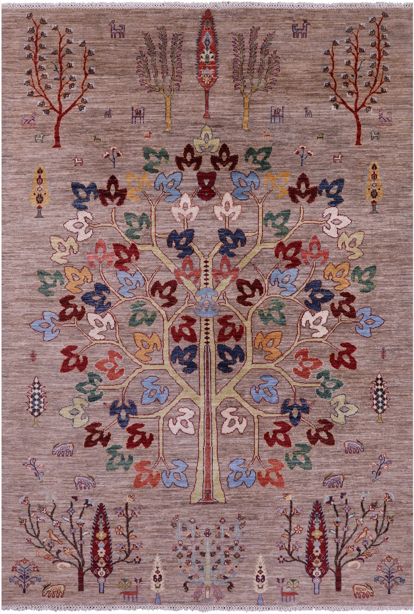 Tribal Persian Gabbeh Hand Knotted Wool Rug - 6' 1" X 8' 9" - Golden Nile