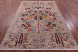 Tribal Persian Gabbeh Hand Knotted Wool Rug - 6' 1" X 8' 9" - Golden Nile