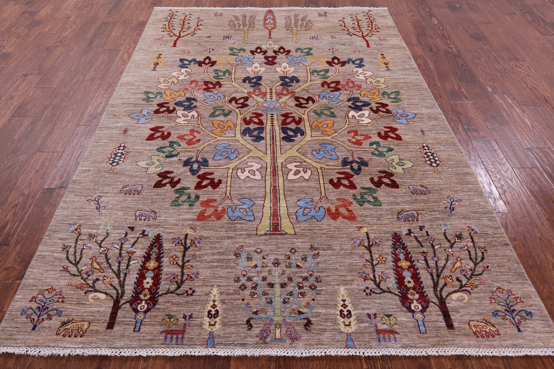 Tribal Persian Gabbeh Hand Knotted Wool Rug - 6' 1" X 8' 9" - Golden Nile