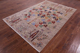 Tribal Persian Gabbeh Hand Knotted Wool Rug - 6' 1" X 8' 9" - Golden Nile