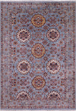 Blue Persian Tabriz Hand Knotted Wool Rug - 6' 7" X 9' 8" - Golden Nile