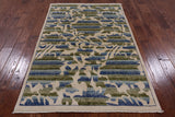 Ivory William Morris Rose Garden Hand Knotted Wool Area Rug - 4' 1" X 6' 4" - Golden Nile