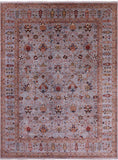 Grey Peshawar Hand Knotted Wool Rug - 9' 0" X 12' 2" - Golden Nile
