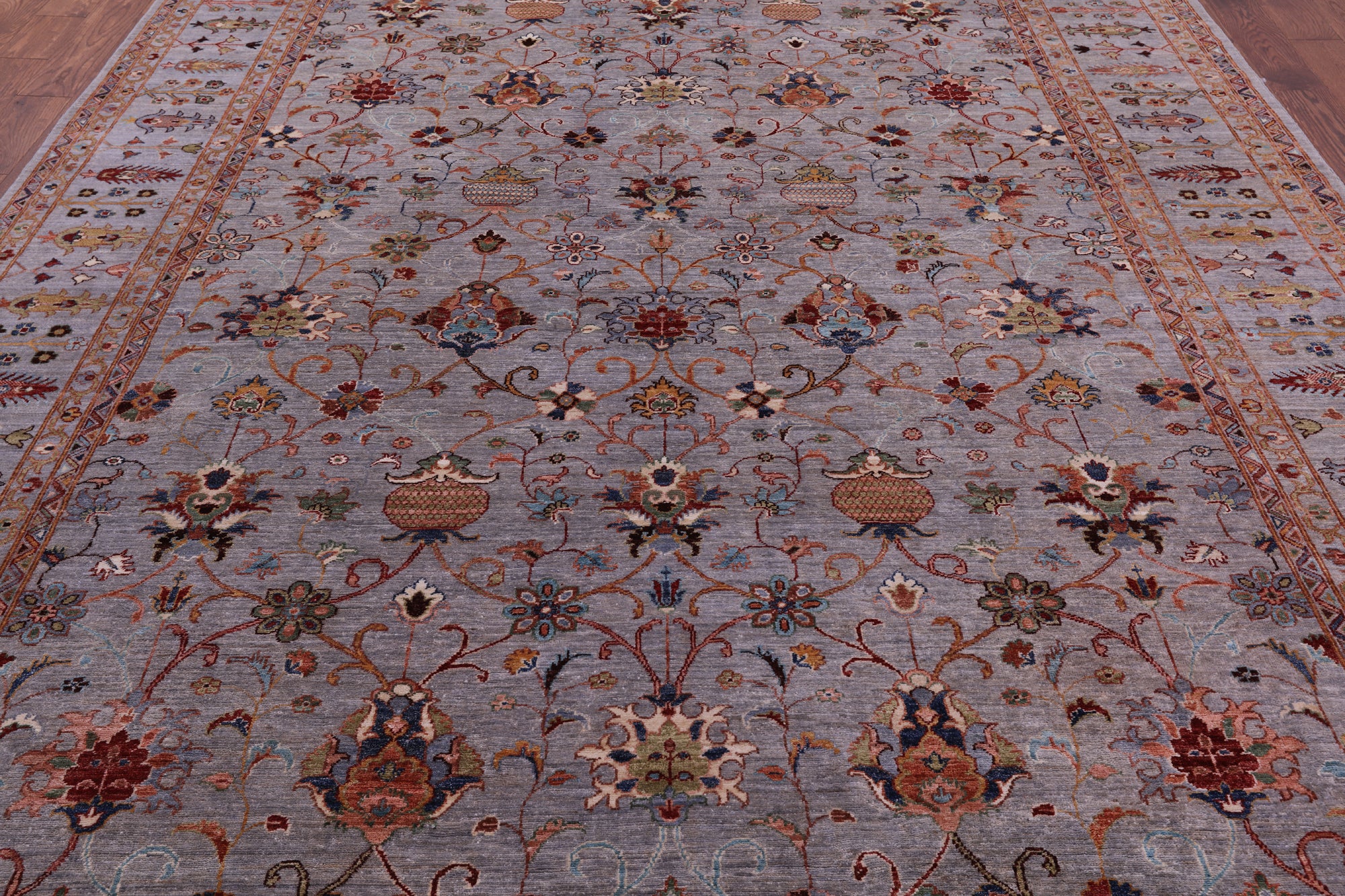 Grey Peshawar Hand Knotted Wool Rug - 9' 0" X 12' 2" - Golden Nile
