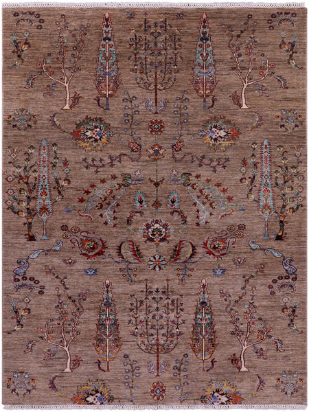 Tribal Persian Gabbeh Hand Knotted Wool Rug - 5' 9" X 7' 8" - Golden Nile