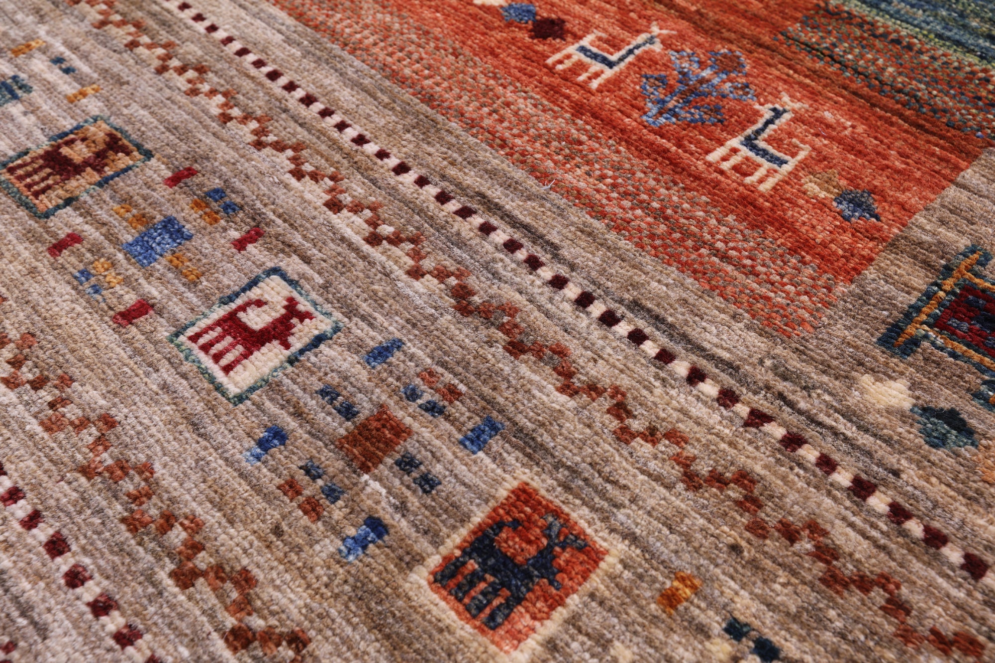 Tribal Persian Gabbeh Handmade Wool Rug - 5' 0" X 6' 10" - Golden Nile