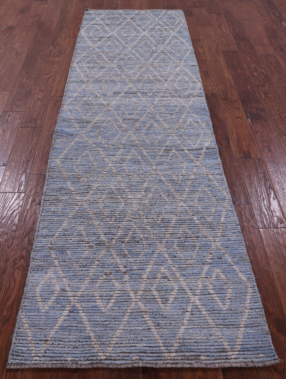 Blue Tribal Moroccan Handmade Wool Runner Rug - 2' 9" X 9' 8" - Golden Nile