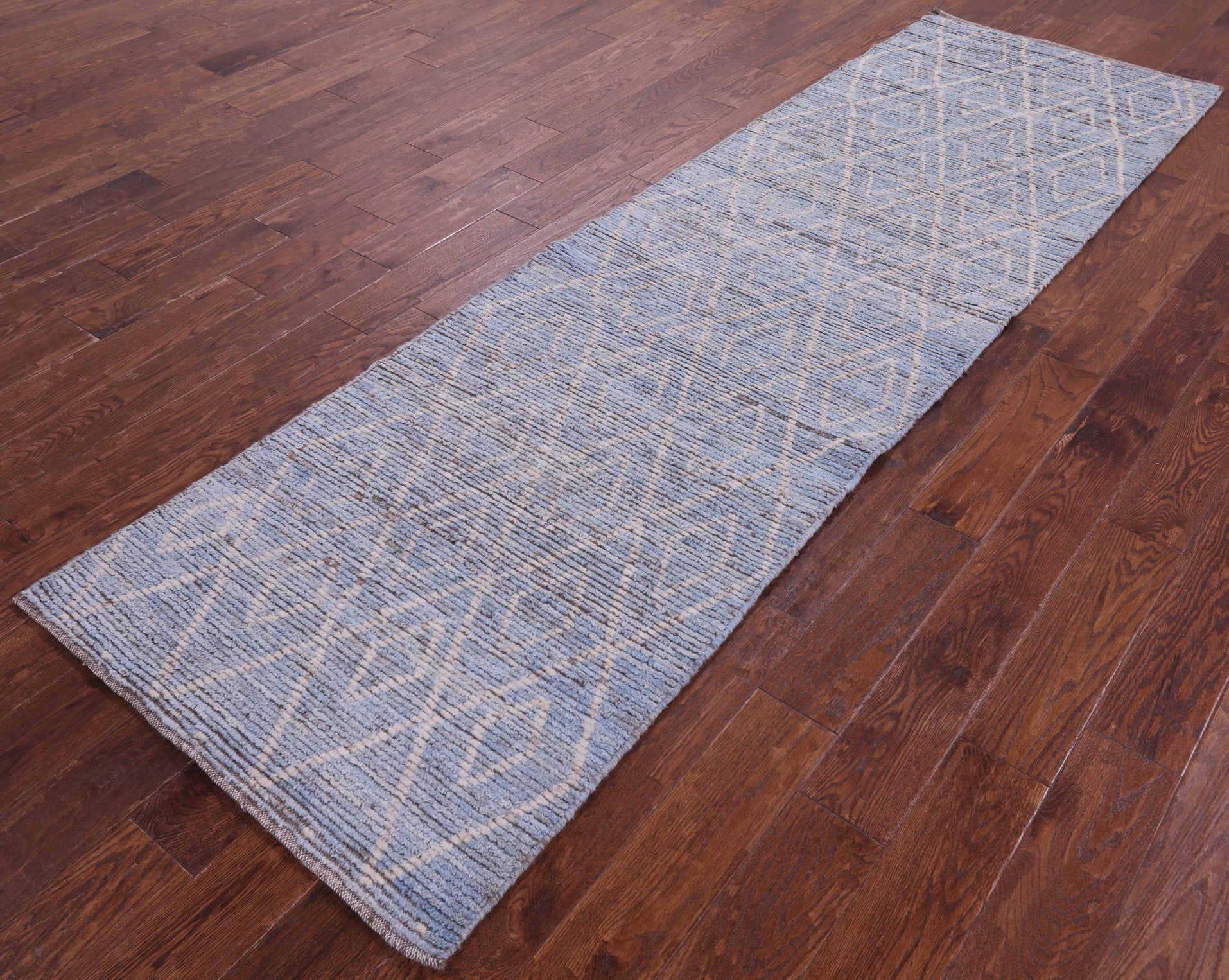 Blue Tribal Moroccan Handmade Wool Runner Rug - 2' 9" X 9' 8" - Golden Nile