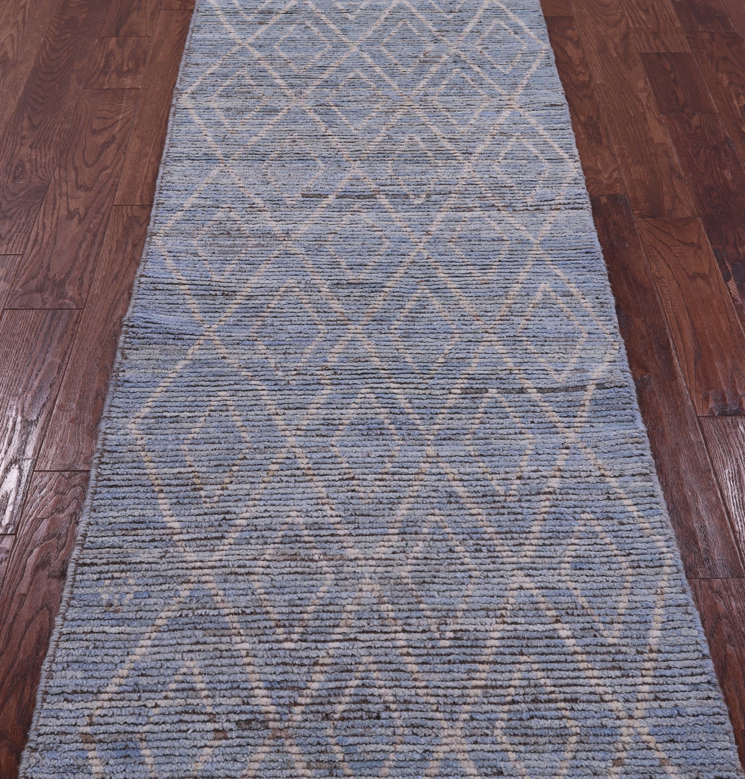 Blue Tribal Moroccan Handmade Wool Runner Rug - 2' 9" X 9' 8" - Golden Nile