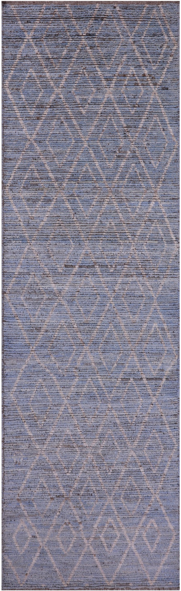 Blue Tribal Moroccan Handmade Wool Runner Rug - 2' 9" X 9' 8" - Golden Nile