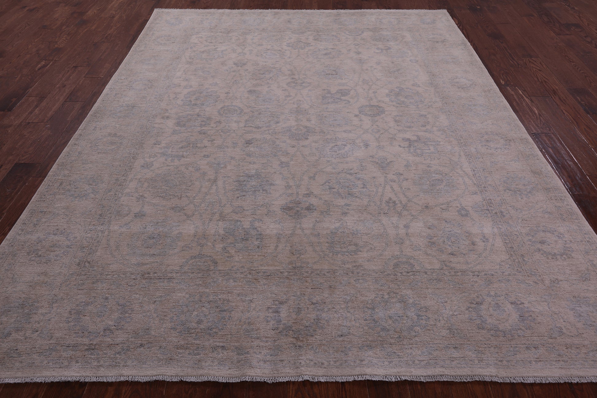 Ivory Turkish Oushak Hand Knotted Wool Rug - 8' 0" X 9' 7" - Golden Nile