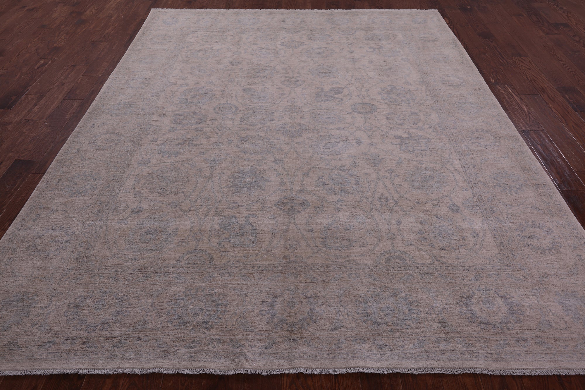 Ivory Turkish Oushak Hand Knotted Wool Rug - 8' 0" X 9' 7" - Golden Nile
