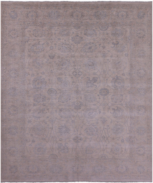 Ivory Turkish Oushak Hand Knotted Wool Rug - 8' 0" X 9' 7" - Golden Nile