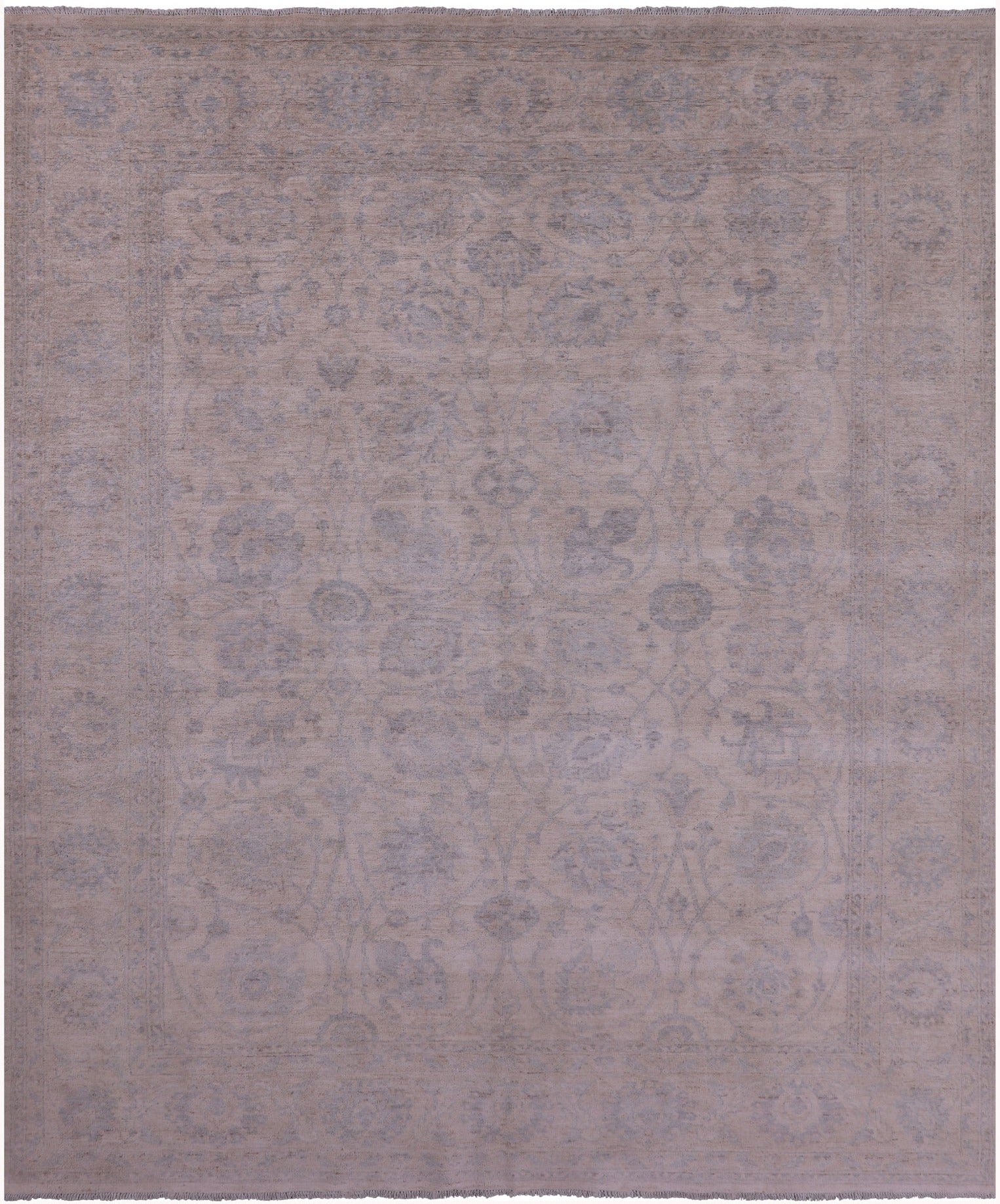 Ivory Turkish Oushak Hand Knotted Wool Rug - 8' 0" X 9' 7" - Golden Nile